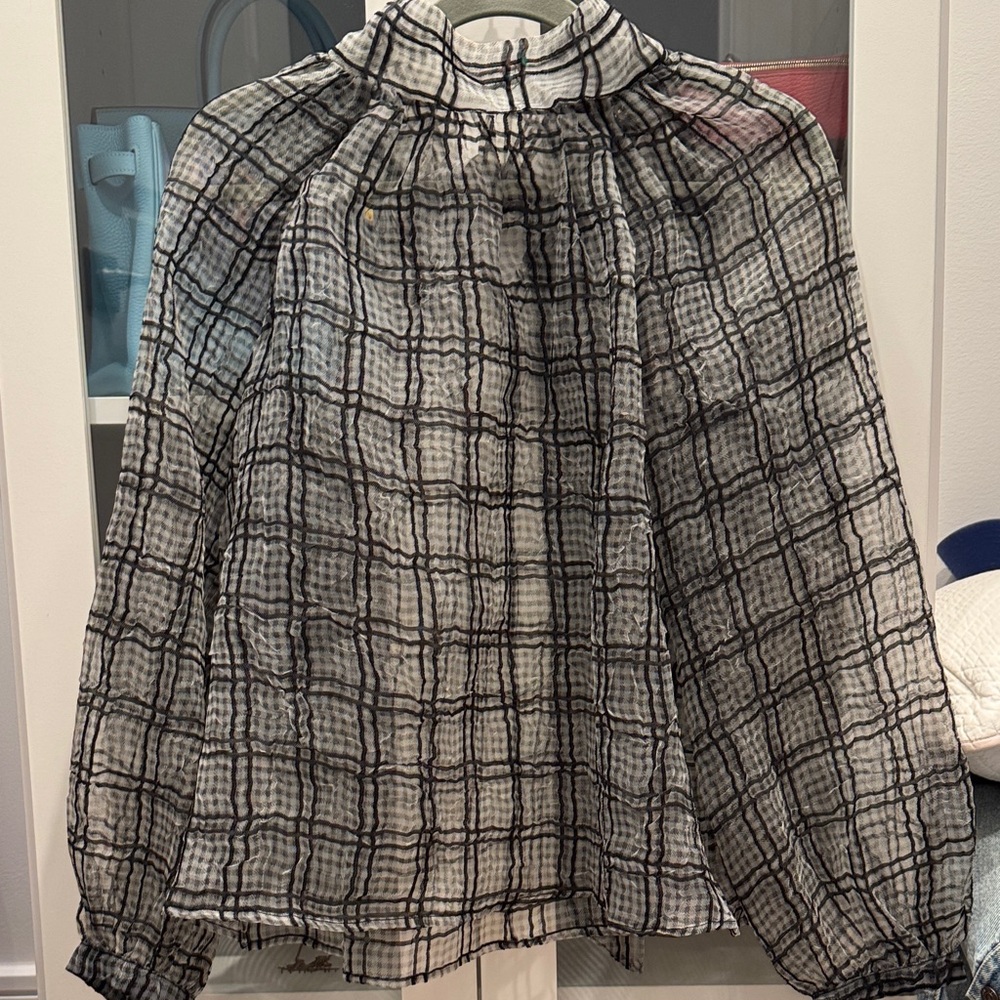 Current Air Black and White Checkered Blouse